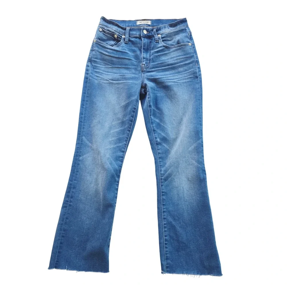 Madewell -1104 Cali Demi-Boot High Rise Jeans Blue Raw Hem J0284‎ Size 26
